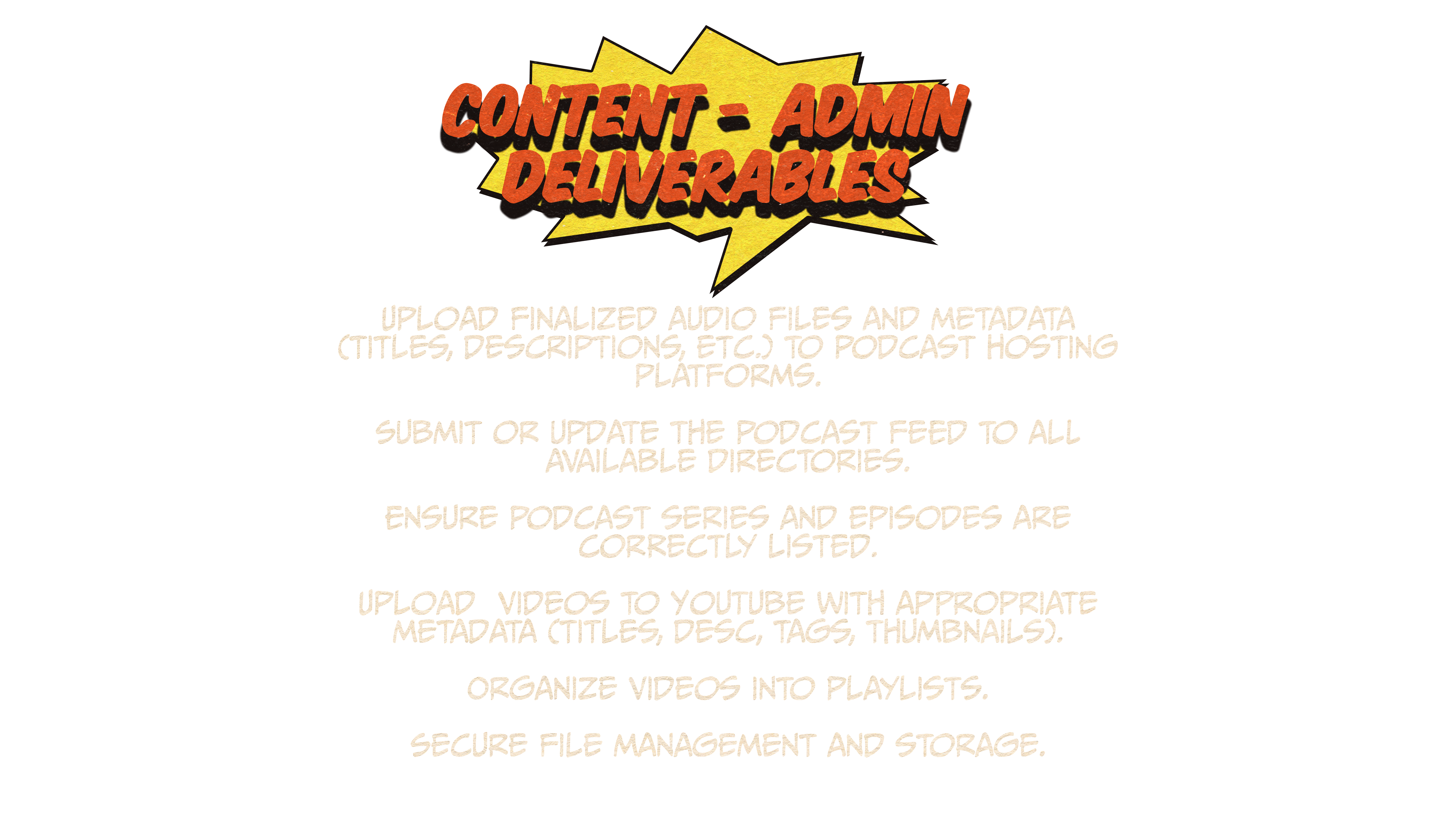 Content Admin Deliverables